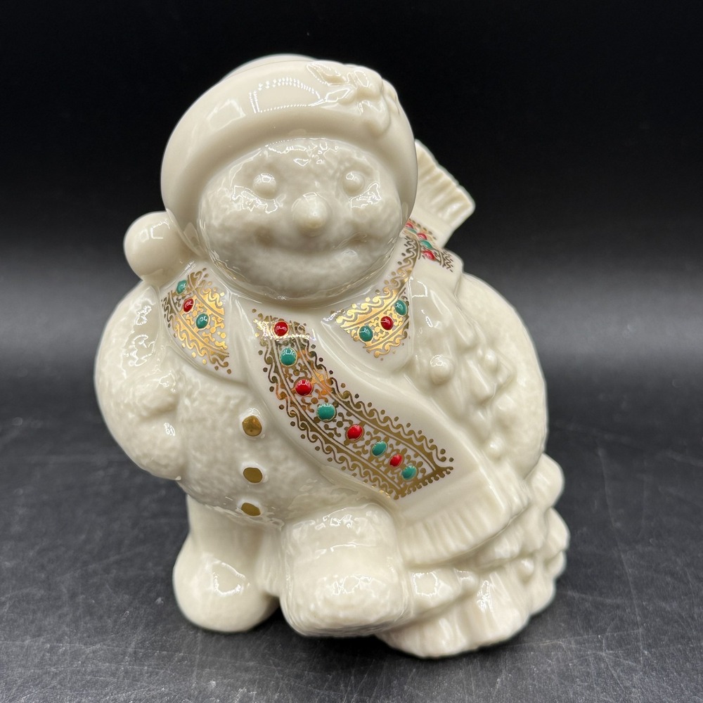 Vintage Lenox China Jewels Collection Snowman Jeweled Scarf Hat USA Frosty‎ 4"